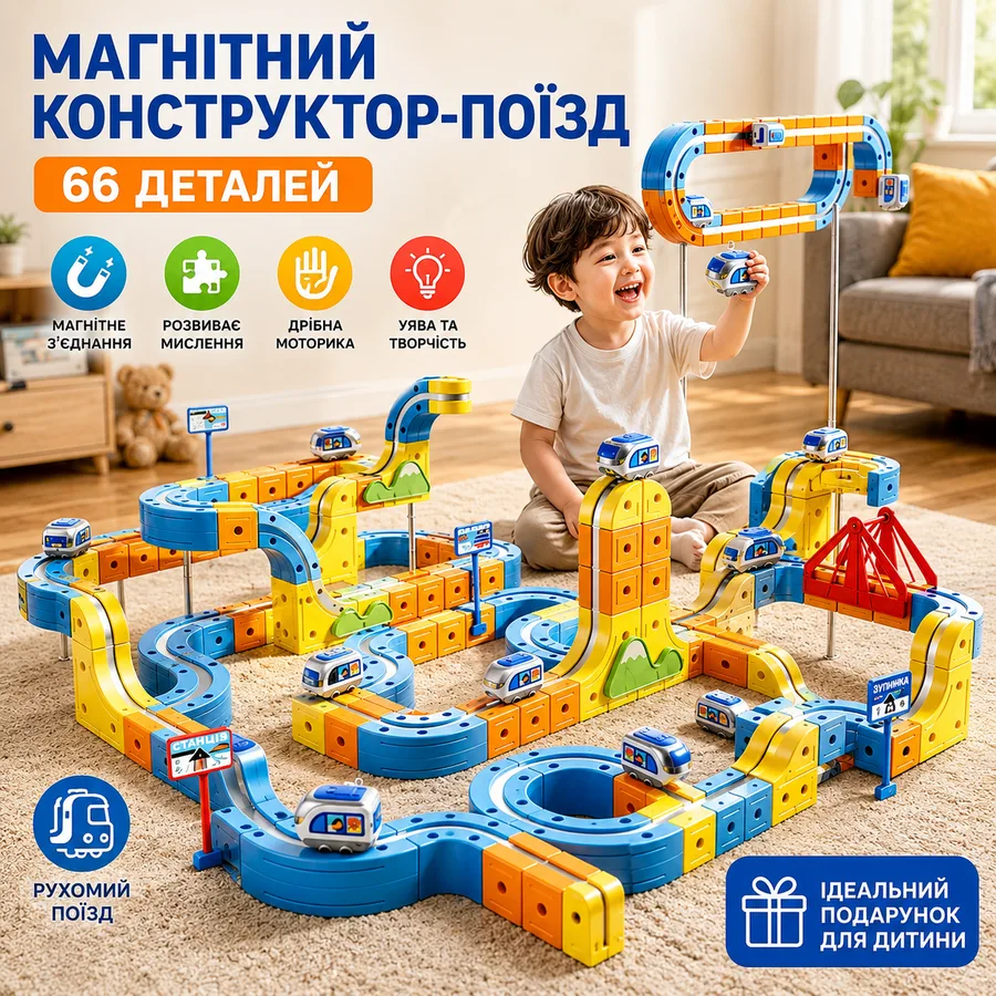 Магнітний конструктор-поїзд як подарунок для дитини